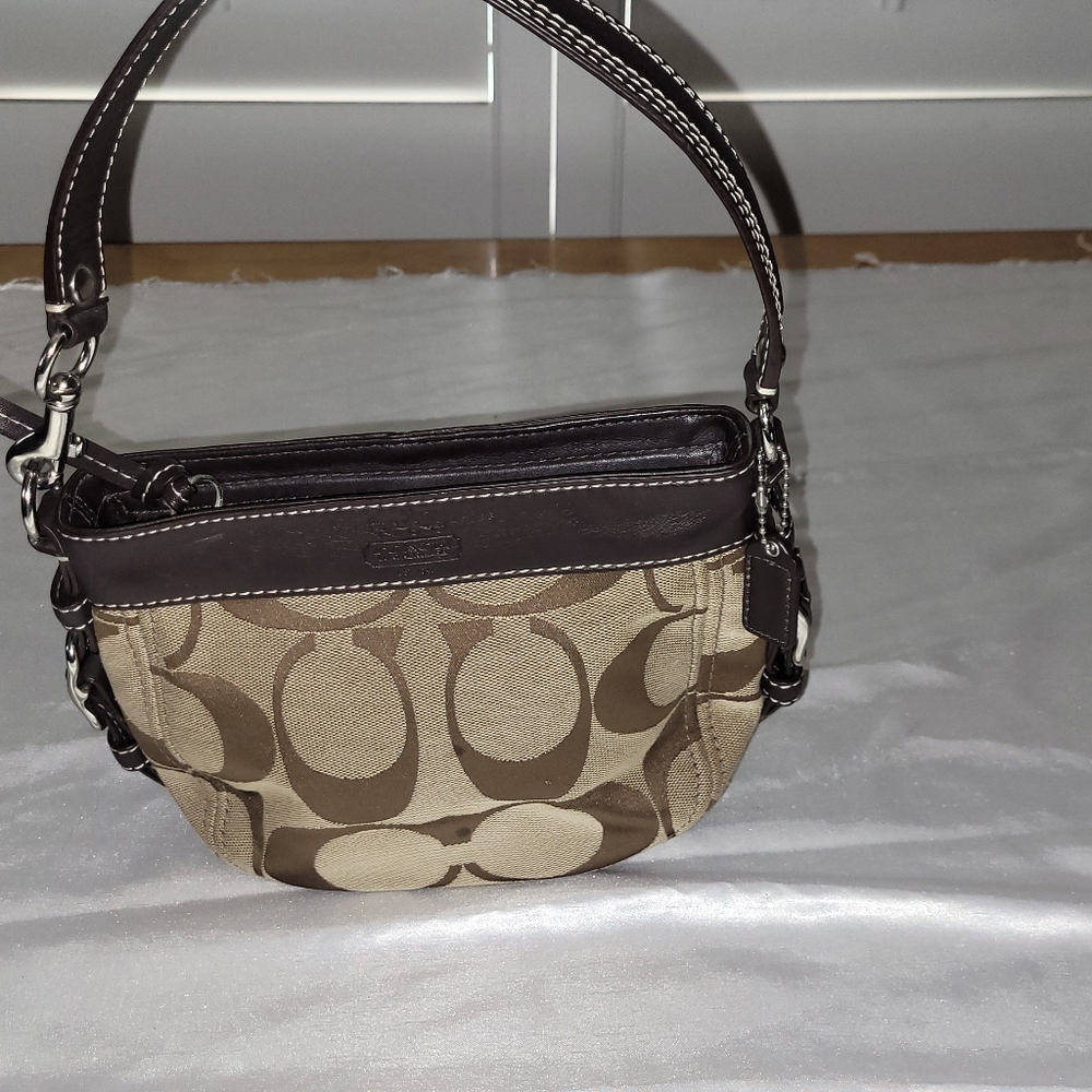 Coach Signature Mini Zoe Handbag, Creed LO994-F41856, Lilac Satin Interior